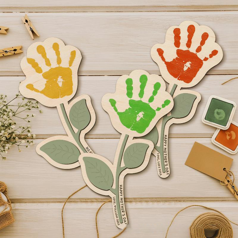 Art And Craft For Nursery - Targa in Legno Grezzo per Impronte