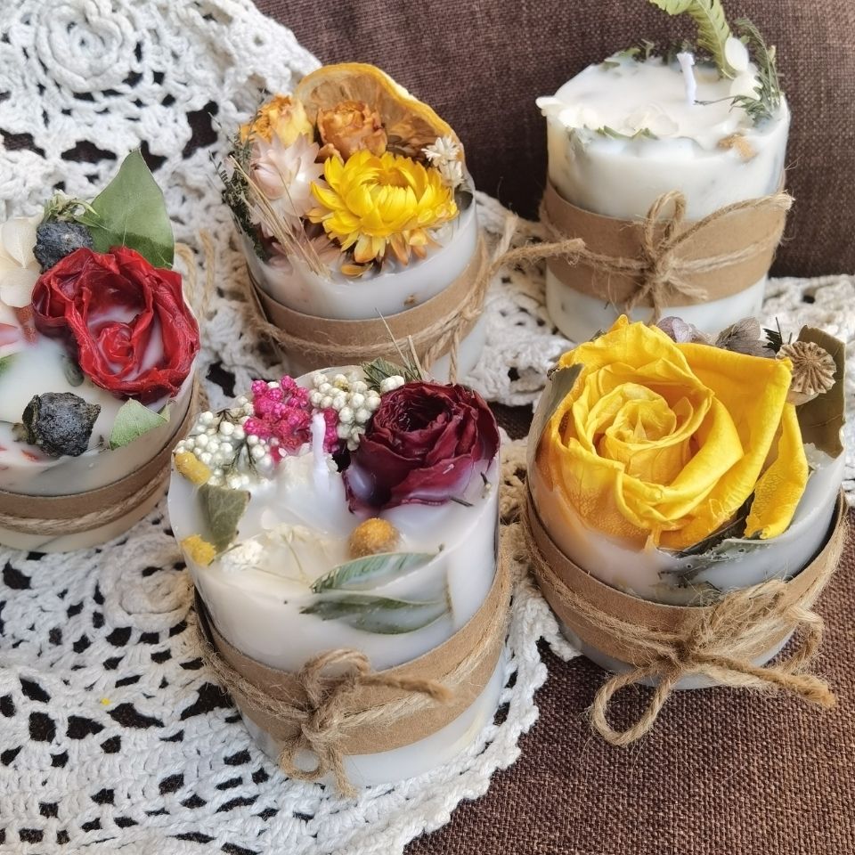 Soy Candle Fragrance Oil - Candela per aromaterapia con fiori secchi